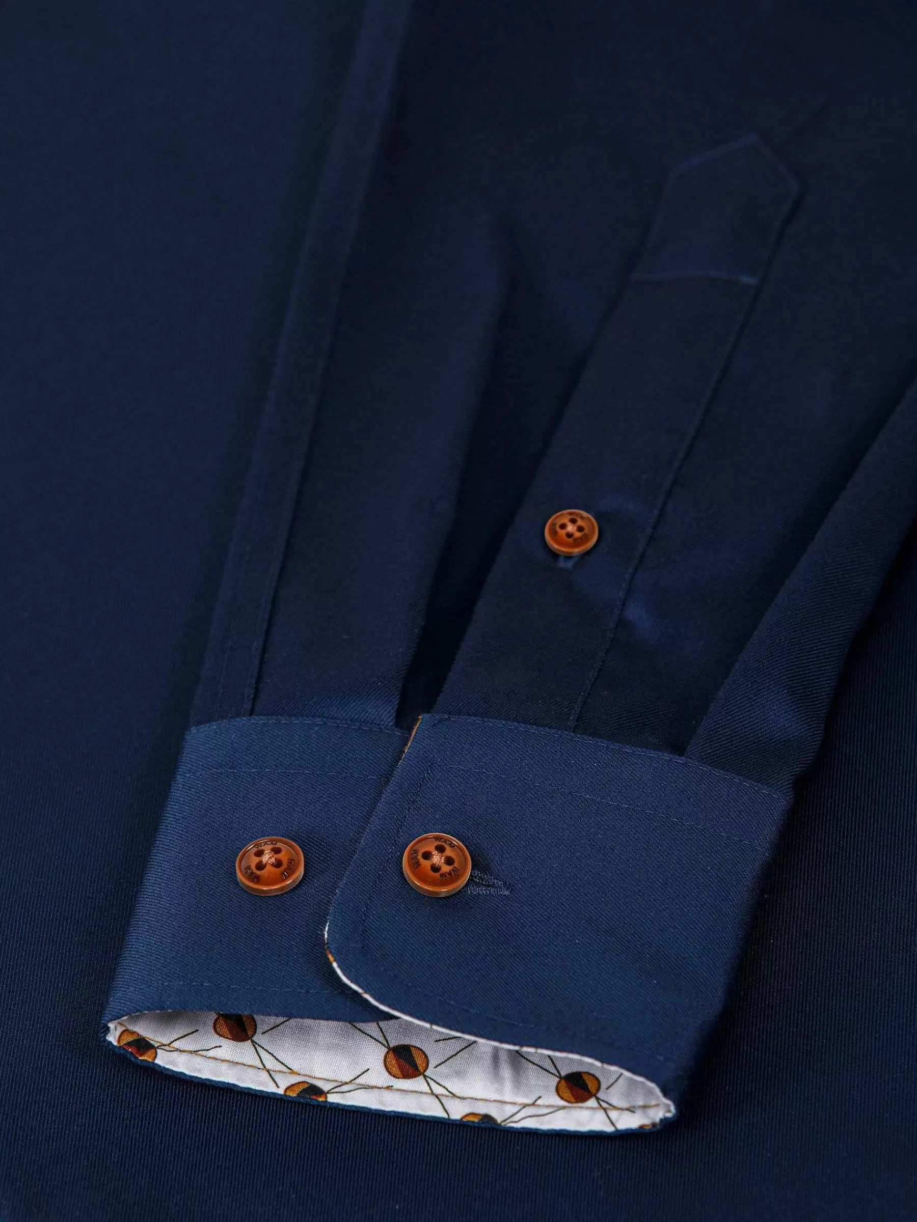 Wam Denim Overhemd Lange Mouwen<Vercelli Solid Navy Overhemd Lange Mouw