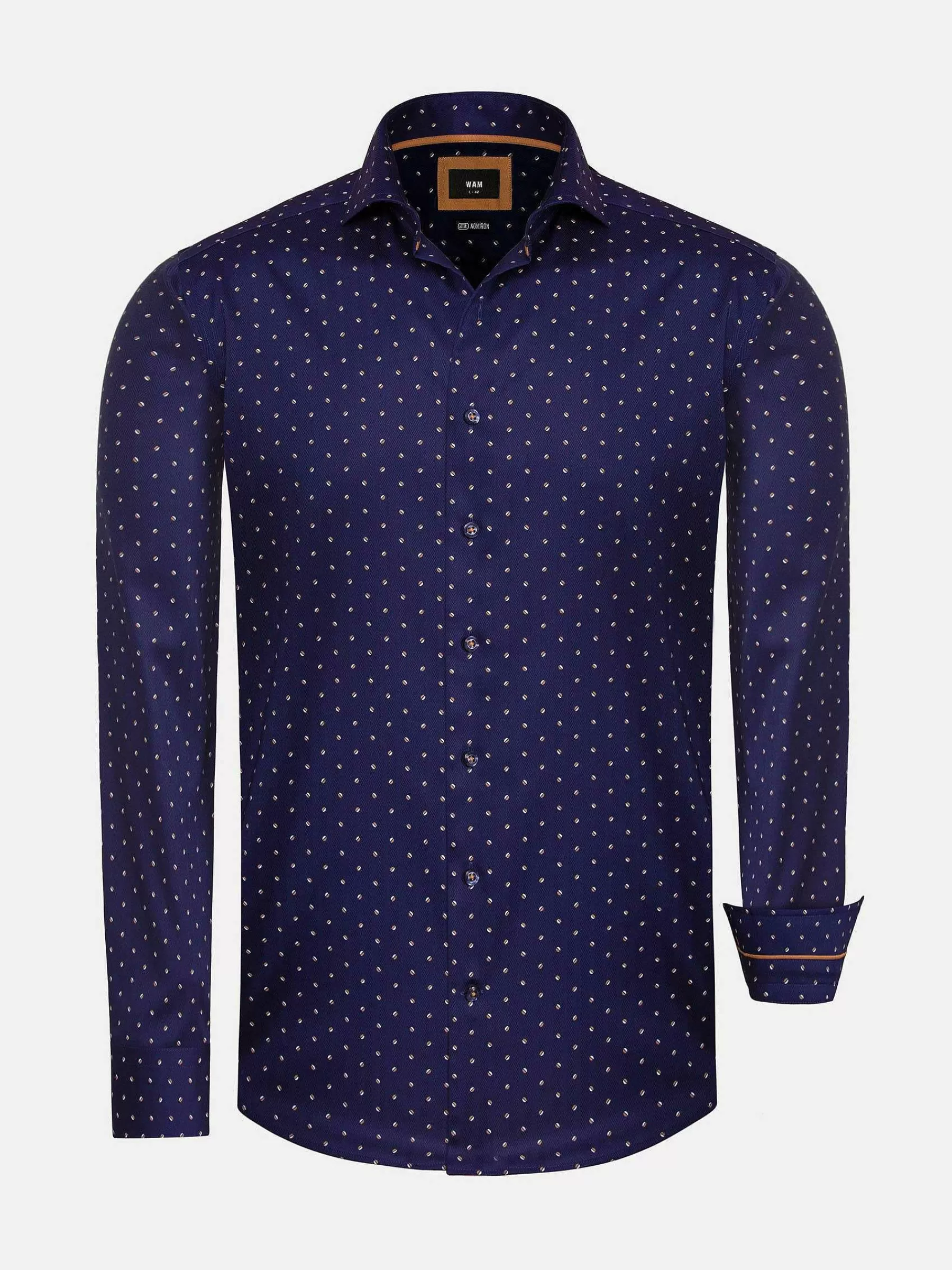 Wam Denim Overhemd Lange Mouwen<Verdantia Coffee Bean Pattern Navy Overhemd Lange Mouw