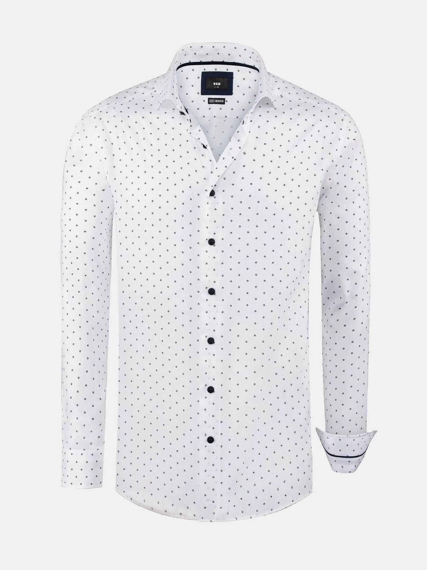 Wam Denim Overhemd Lange Mouwen<Verdantia Coffee Bean Pattern White Overhemd Lange Mouw