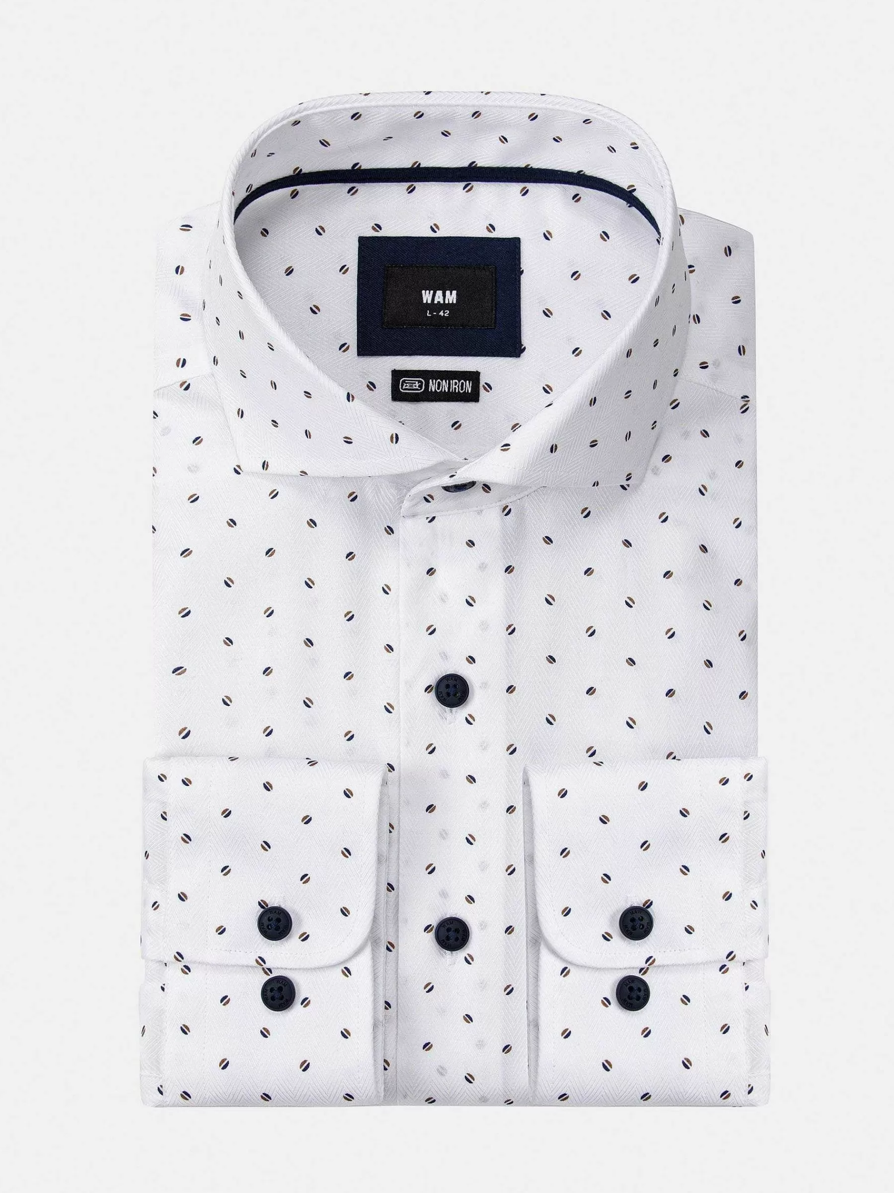 Wam Denim Overhemd Lange Mouwen<Verdantia Coffee Bean Pattern White Overhemd Lange Mouw